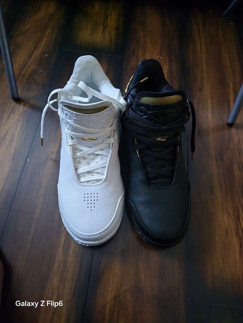 Matching Pair Black & White Sneakers with Gold Accents